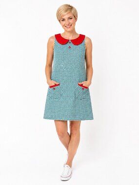 Beebop & Wally Ava Green Red Sleeveless Cotton Dress NWT